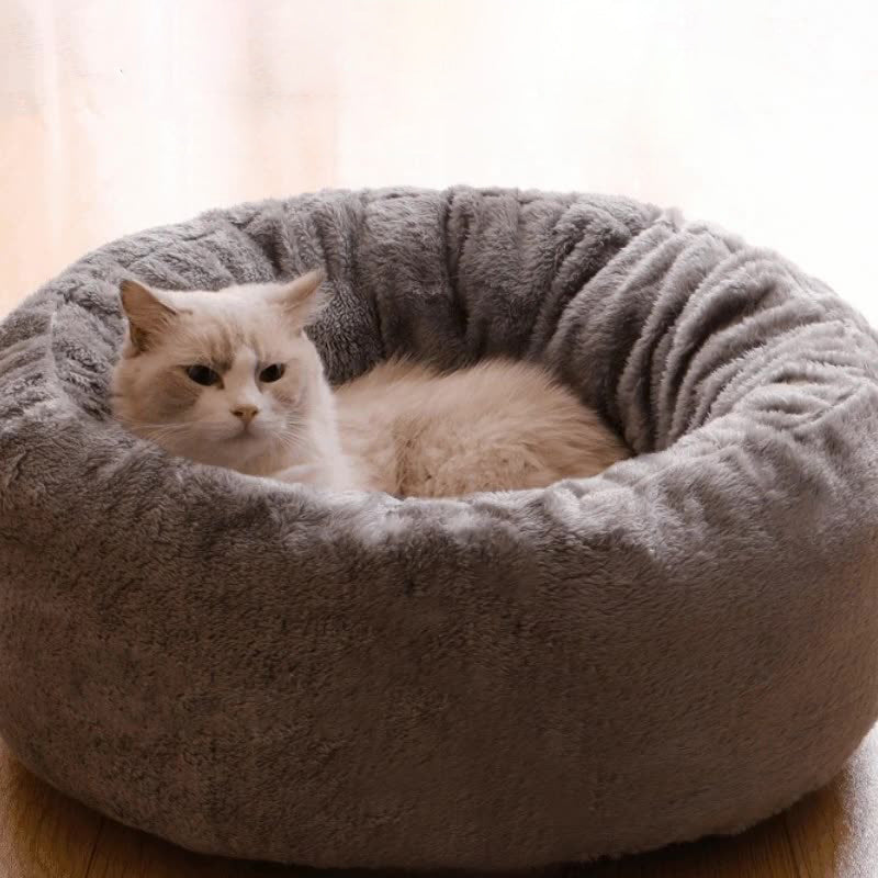 Winter Warm Plush Donut Pet Round Bed Cushion