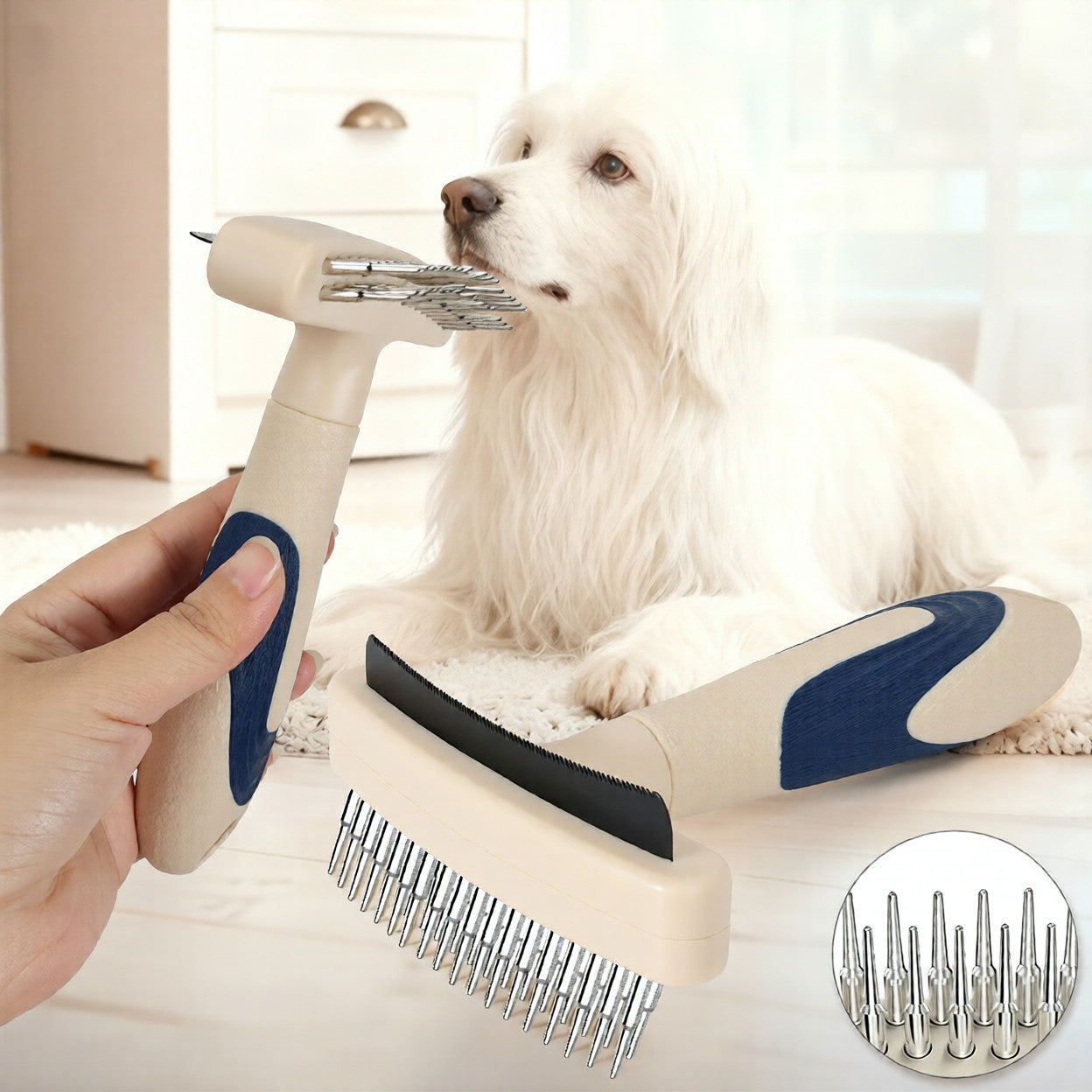 Pet Deshedding And Detangling Grooming Brush Tool