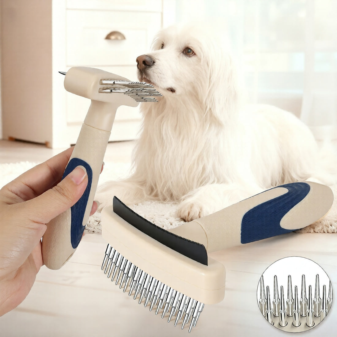 Pet Deshedding And Detangling Grooming Brush Tool