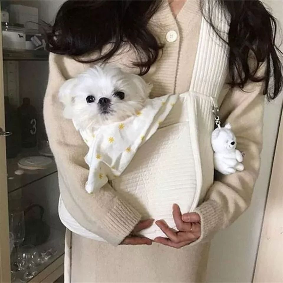 Handmade Canvas Pet Carrier Shoulder Tote Bag