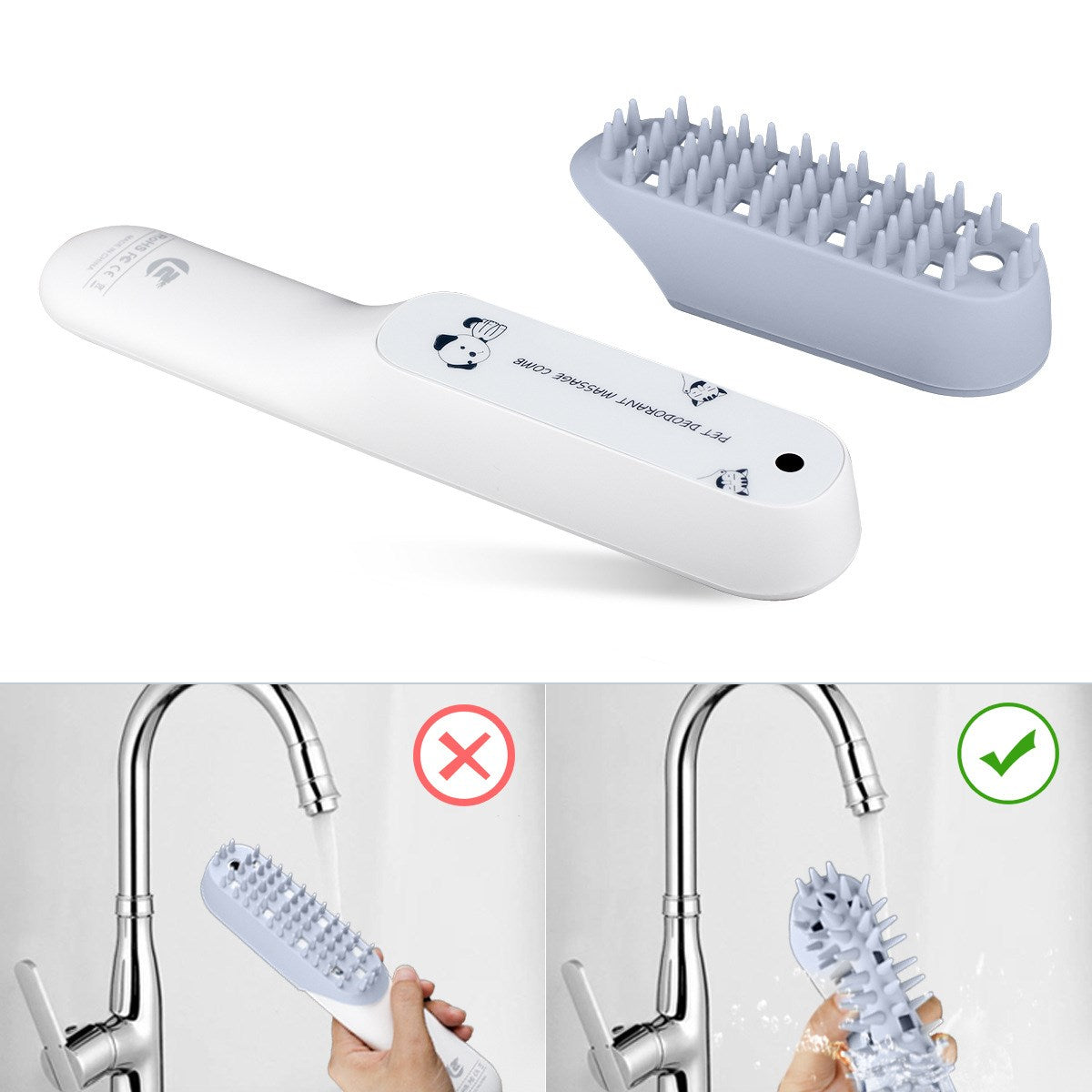 Silicone Pet Grooming Massage Brush Hair Removal Tool