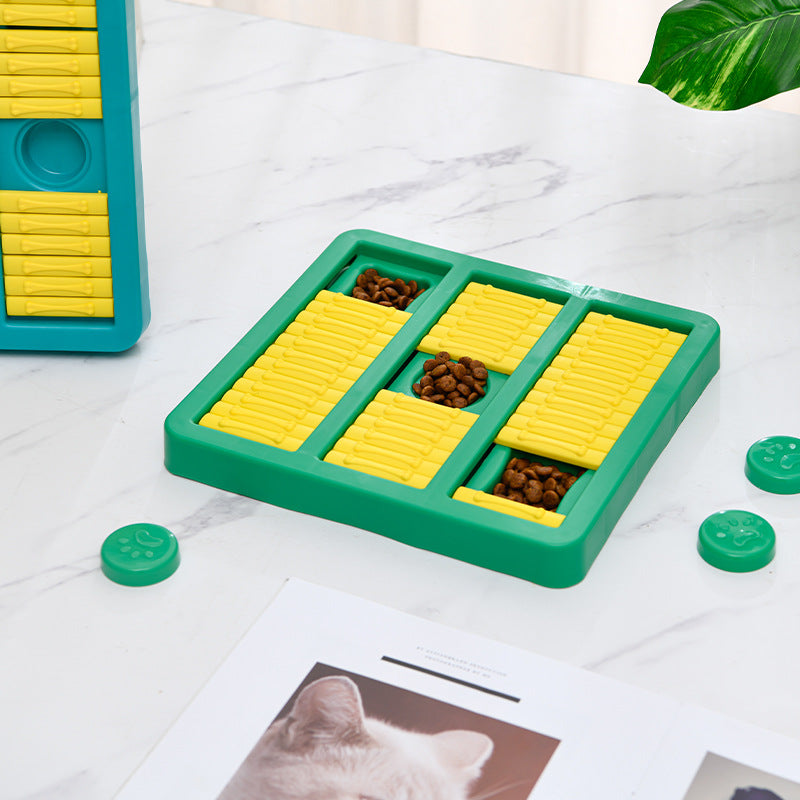 Rotating Interactive Pet Toy With Slow Feeding Food Dispenser