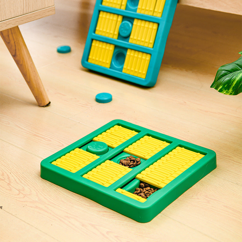 Rotating Interactive Pet Toy With Slow Feeding Food Dispenser
