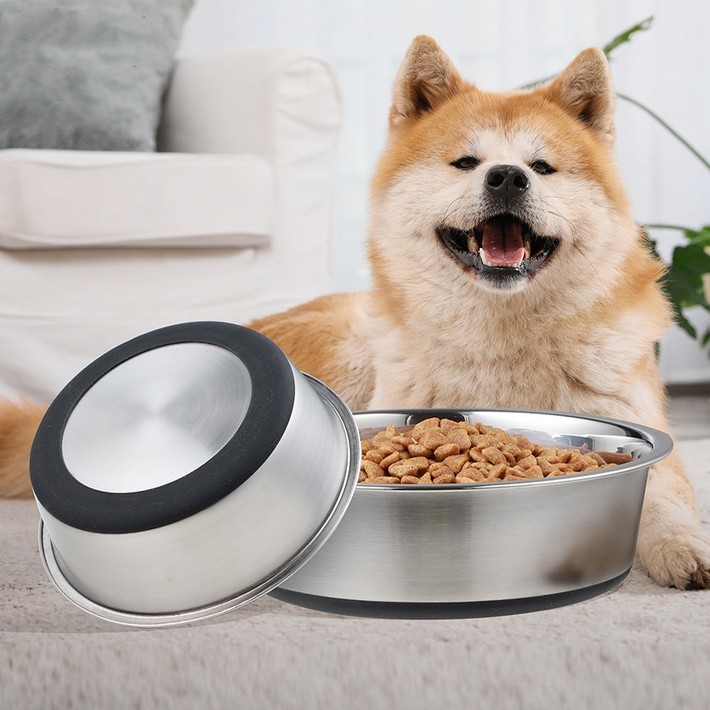 Silicone And Stainless Steel Pet Food And Water Bowl