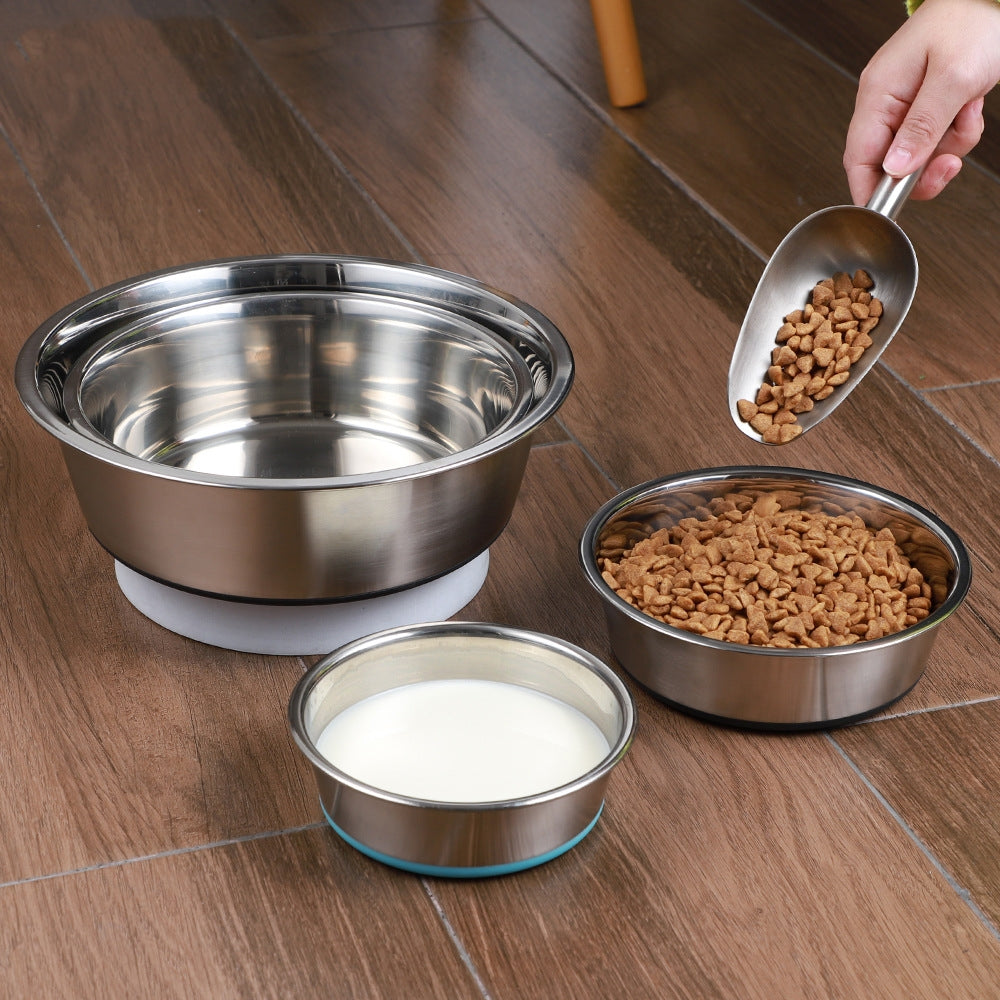 Silicone And Stainless Steel Pet Food And Water Bowl