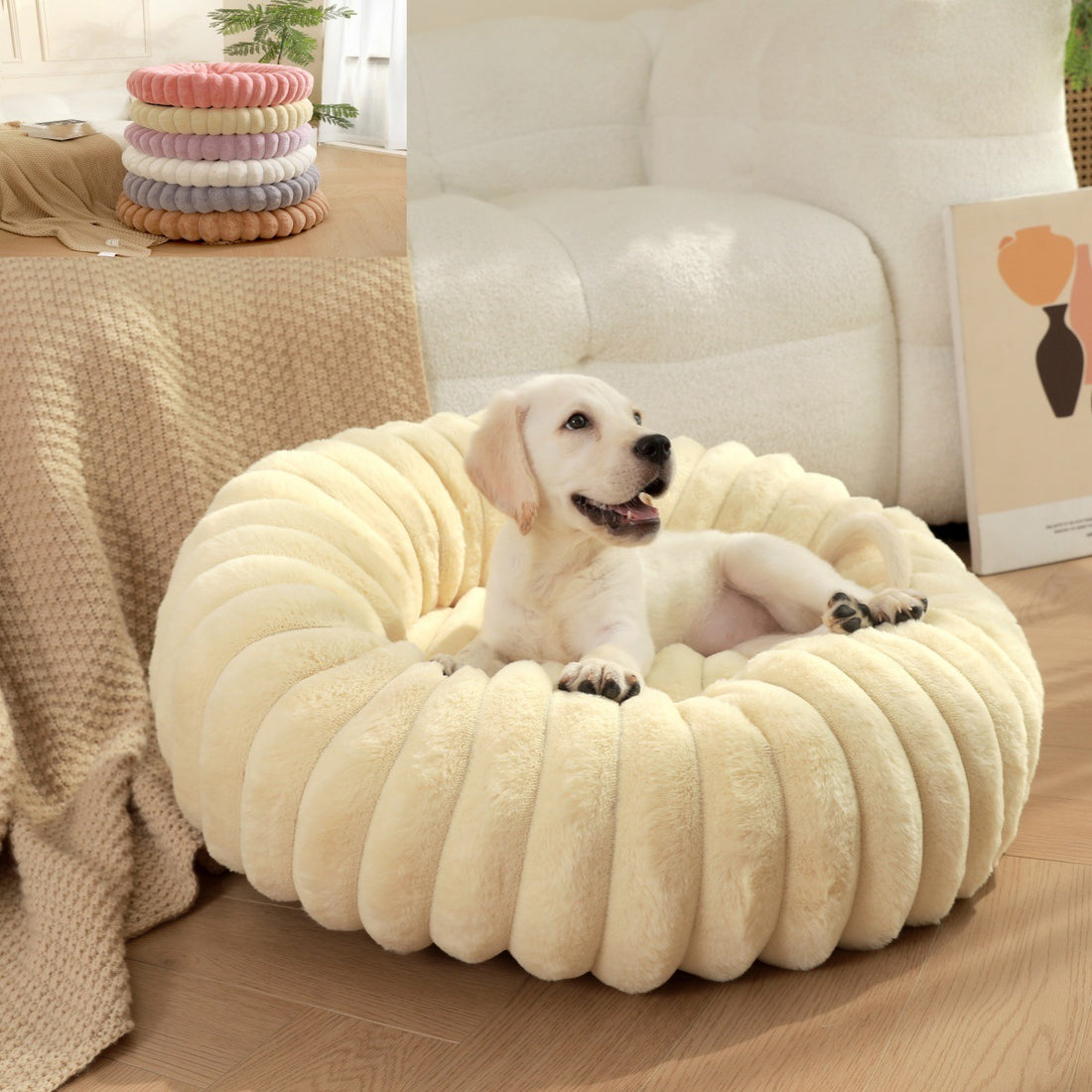 Plush Round Warm Pet Nest Winter Kennel Bed