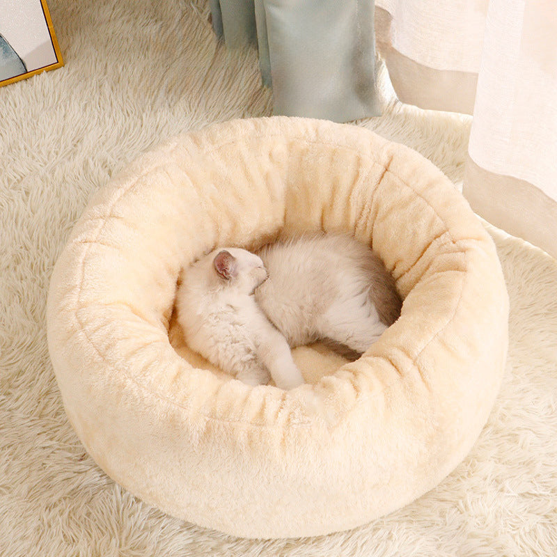 Winter Warm Plush Donut Pet Round Bed Cushion