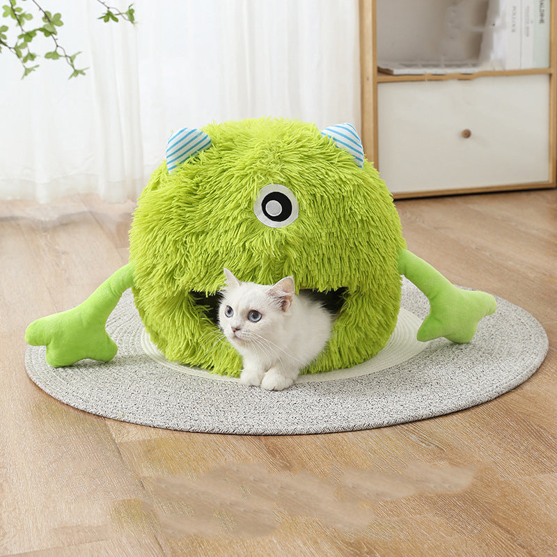 Fluffy Round Calming Plush Pet Bed Machine Washable