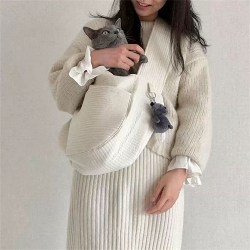 Handmade Canvas Pet Carrier Shoulder Tote Bag