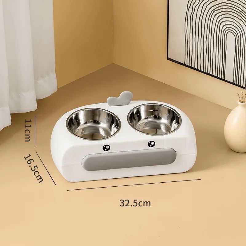 Duck Design Pet Double Bowl Feeding And Drinking Tray