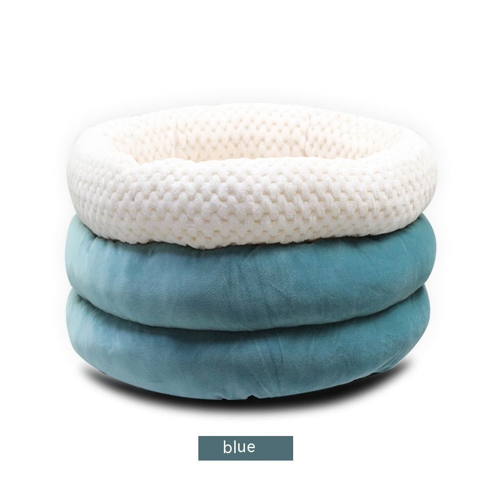 Semi Closed Round Ice Velvet Pet Deep Sleep Bed