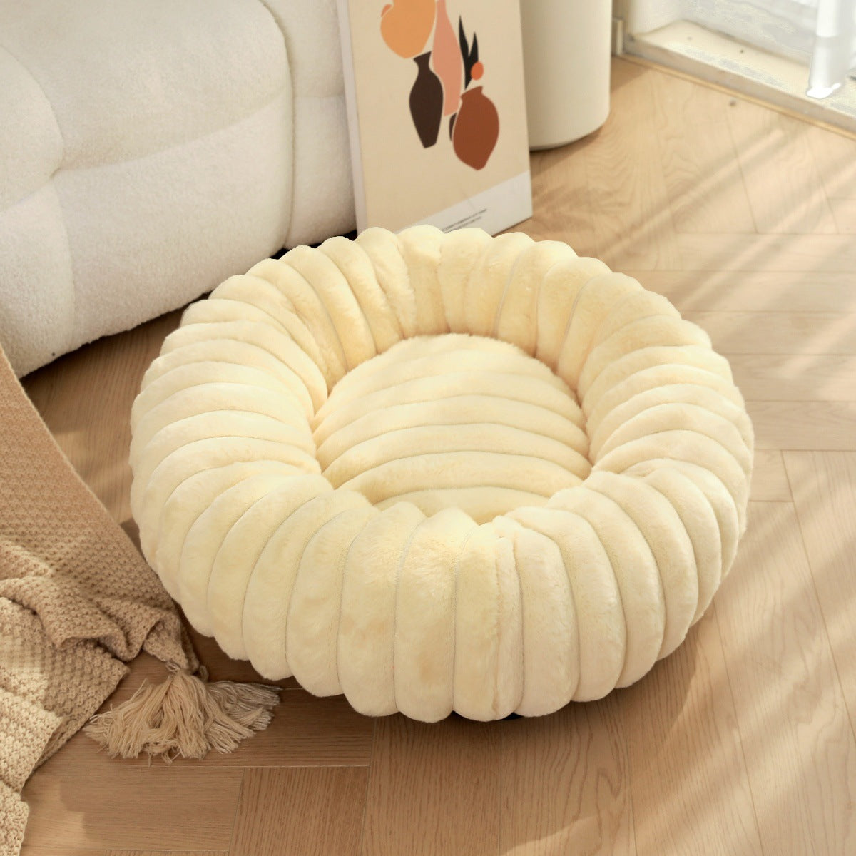 Plush Round Warm Pet Nest Winter Kennel Bed