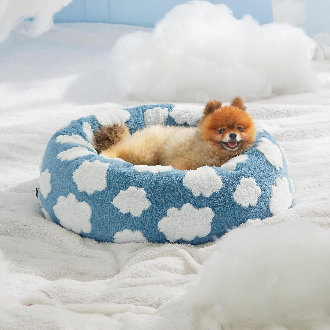 Round Calming Plush Pet Bed Anti Slip Design