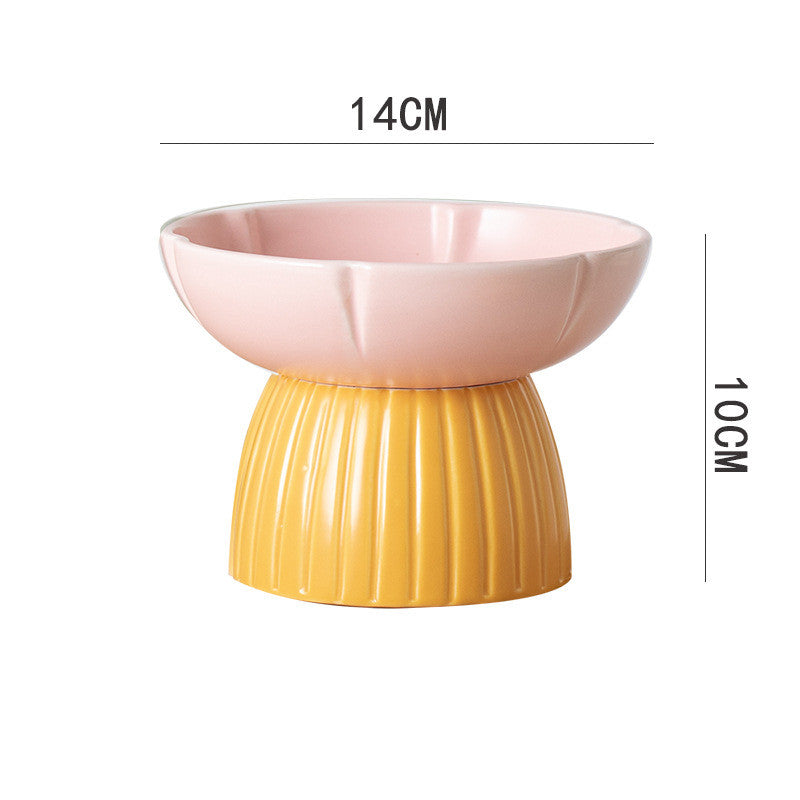 Pet Macaron Style Ceramic Feeding Bowl With Candy Colors