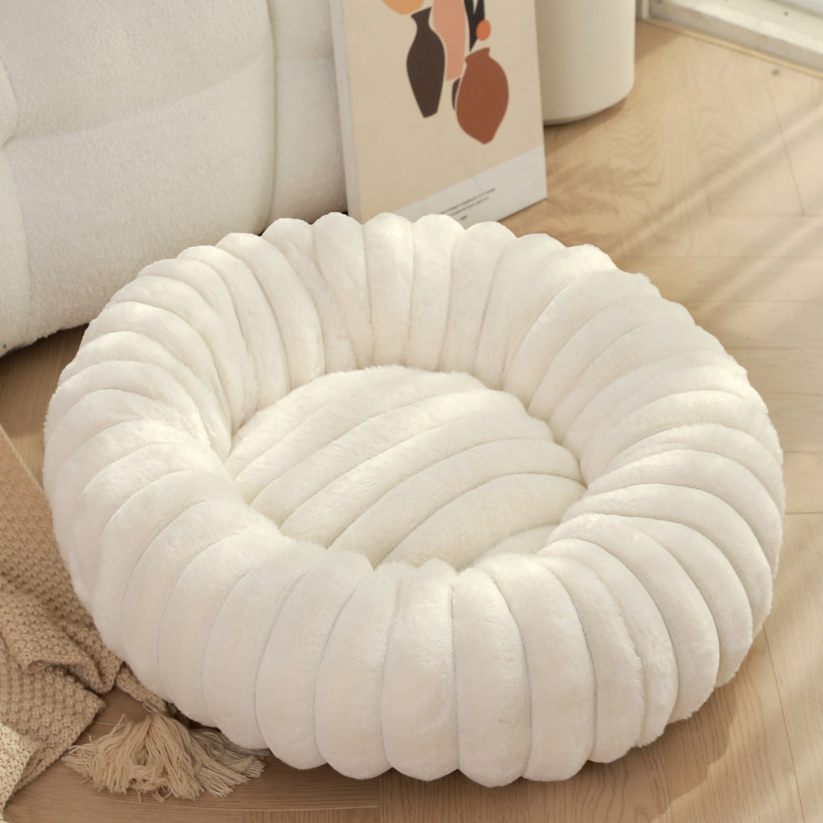 Plush Round Warm Pet Nest Winter Kennel Bed