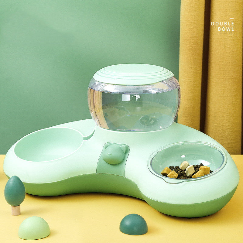 Crescent Automatic Pet Water And Food Double Bowl