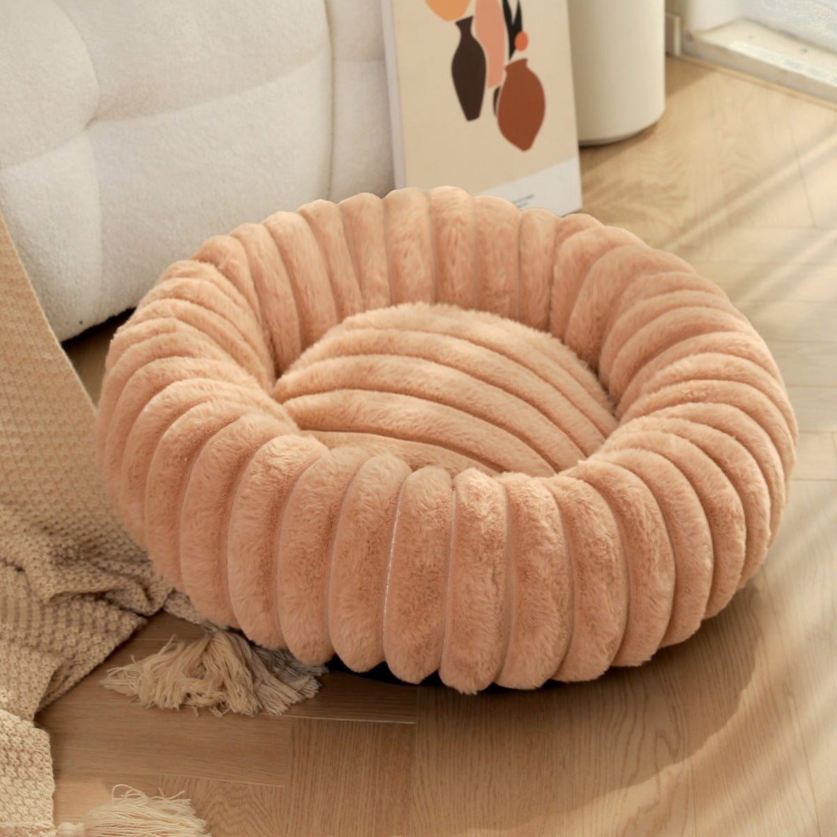 Plush Round Warm Pet Nest Winter Kennel Bed