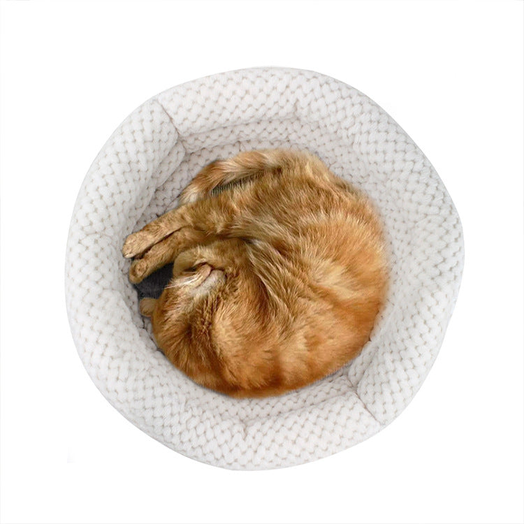 Semi Closed Round Ice Velvet Pet Deep Sleep Bed
