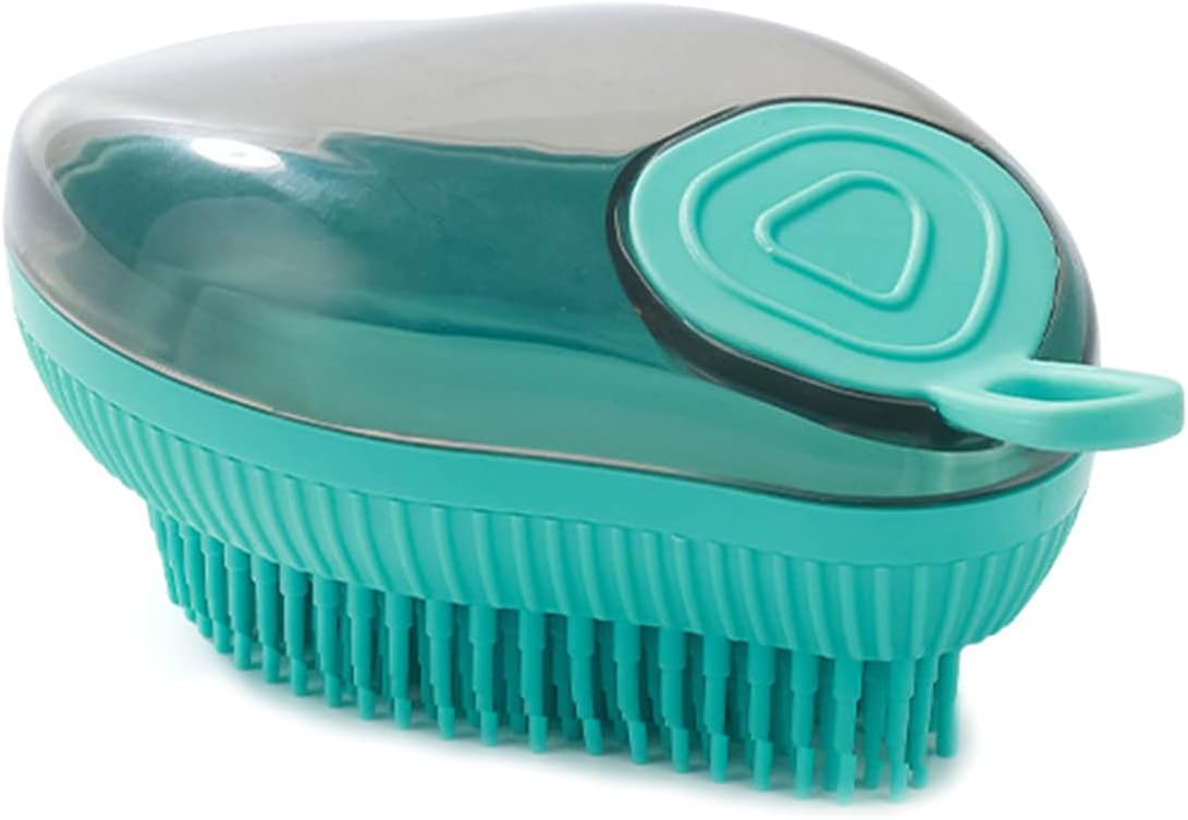Silicone Pet Bath Brush Soap Dispenser Grooming Tool