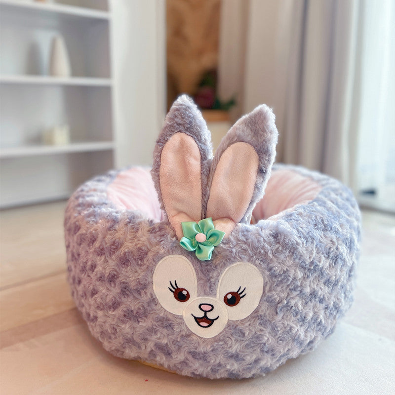Cartoon Plush Round Pet Nest Cushion All Season Bed