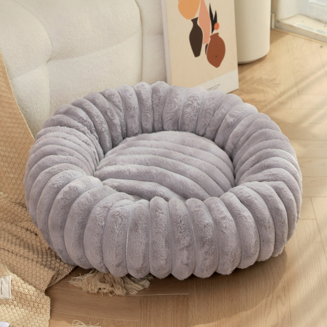 Plush Round Warm Pet Nest Winter Kennel Bed