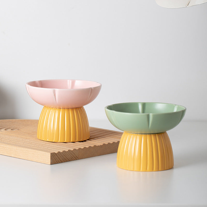 Pet Macaron Style Ceramic Feeding Bowl With Candy Colors