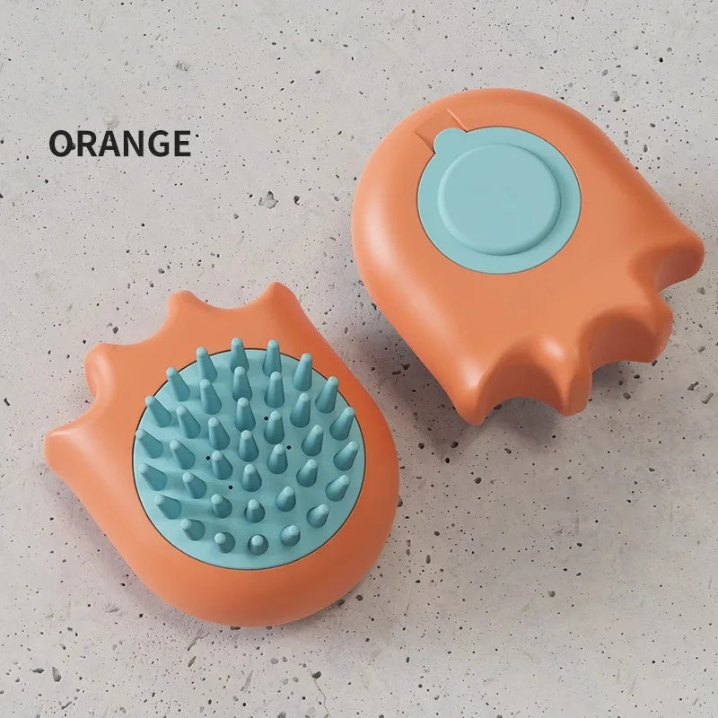 Pet Bath Massage Brush With Shampoo Dispenser Grooming Tool