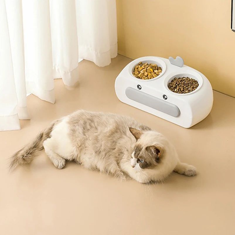 Duck Design Pet Double Bowl Feeding And Drinking Tray