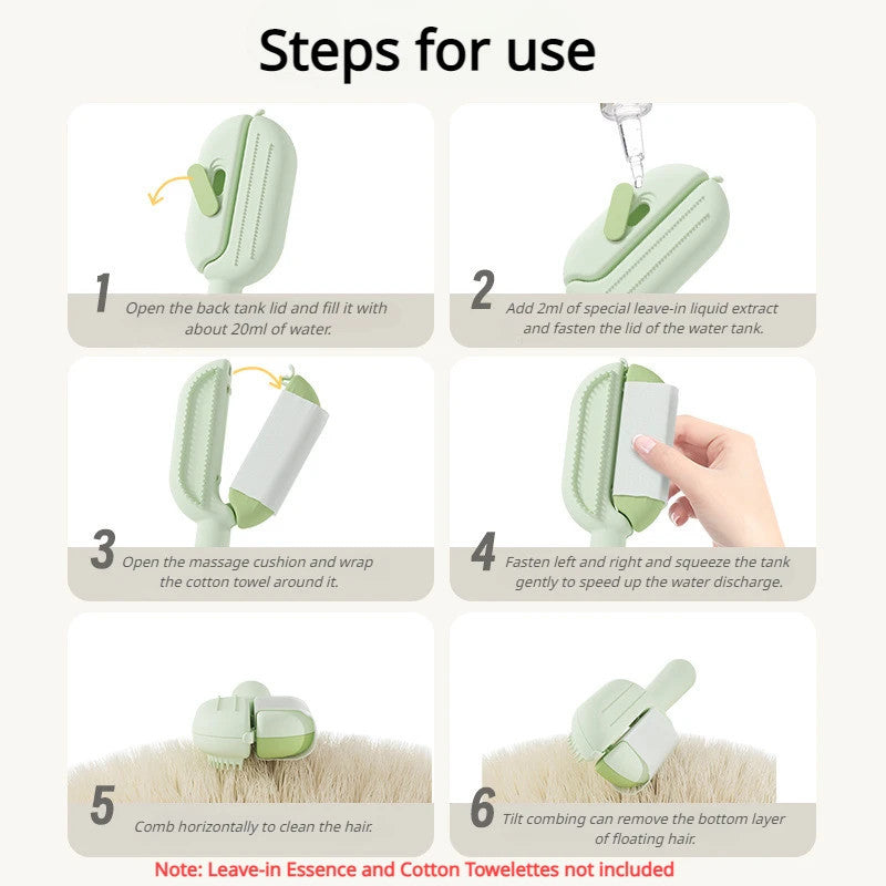 Pet Grooming Comb With Water Tank Floating Hair Remover Brush