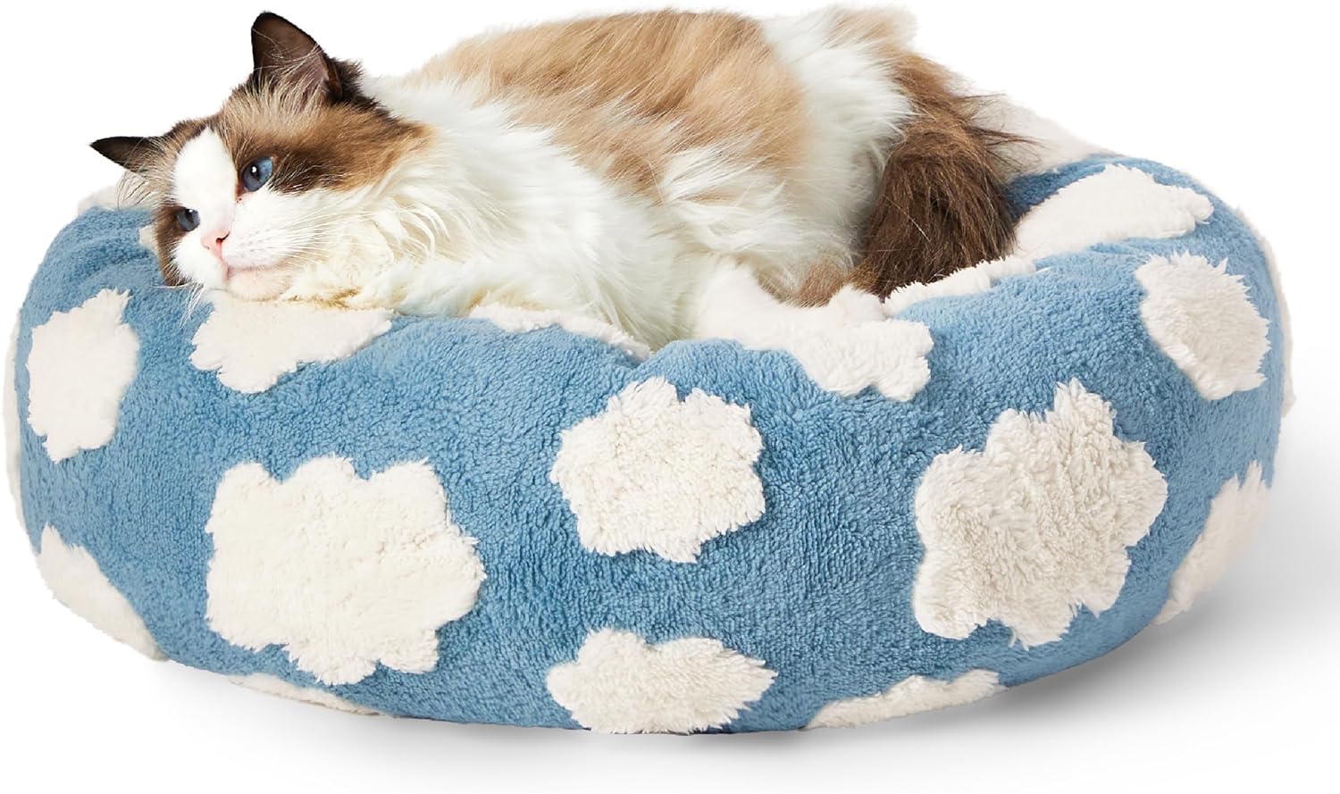 Round Calming Plush Pet Bed Anti Slip Design