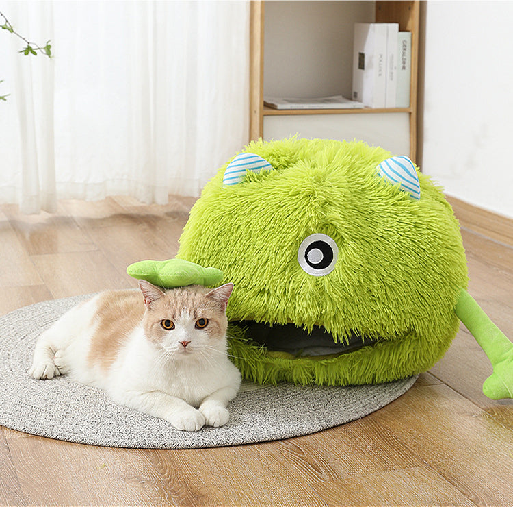 Fluffy Round Calming Plush Pet Bed Machine Washable