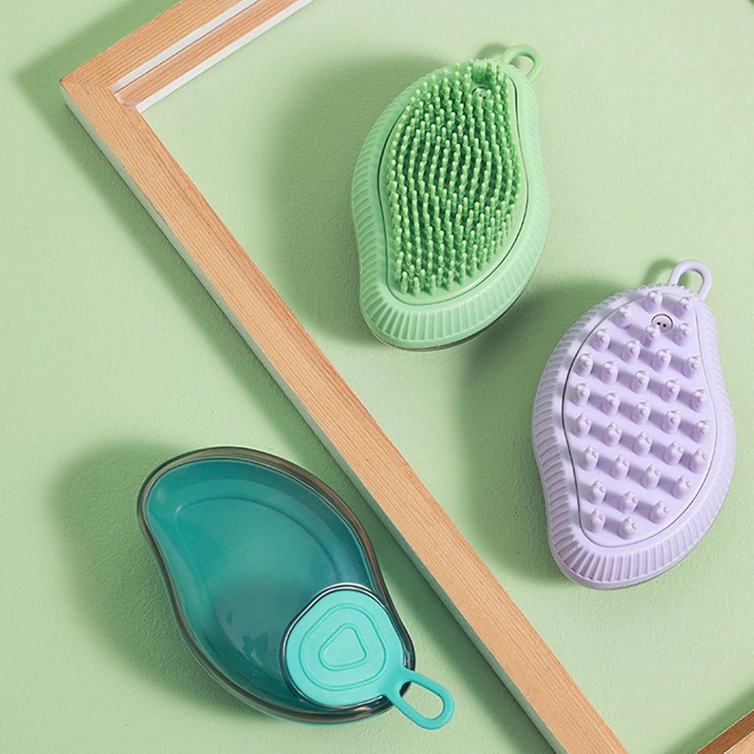 Silicone Pet Bath Brush Soap Dispenser Grooming Tool