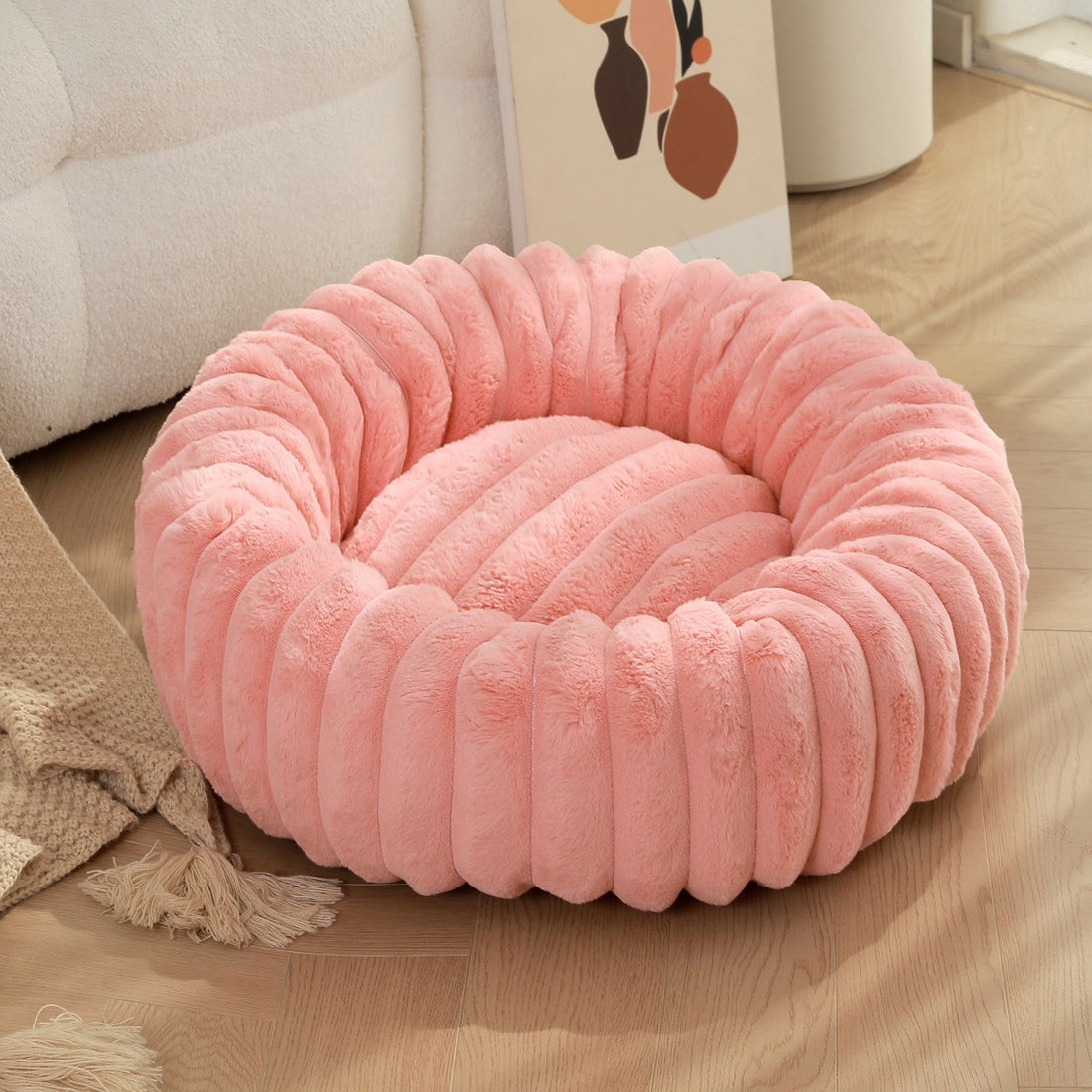 Plush Round Warm Pet Nest Winter Kennel Bed