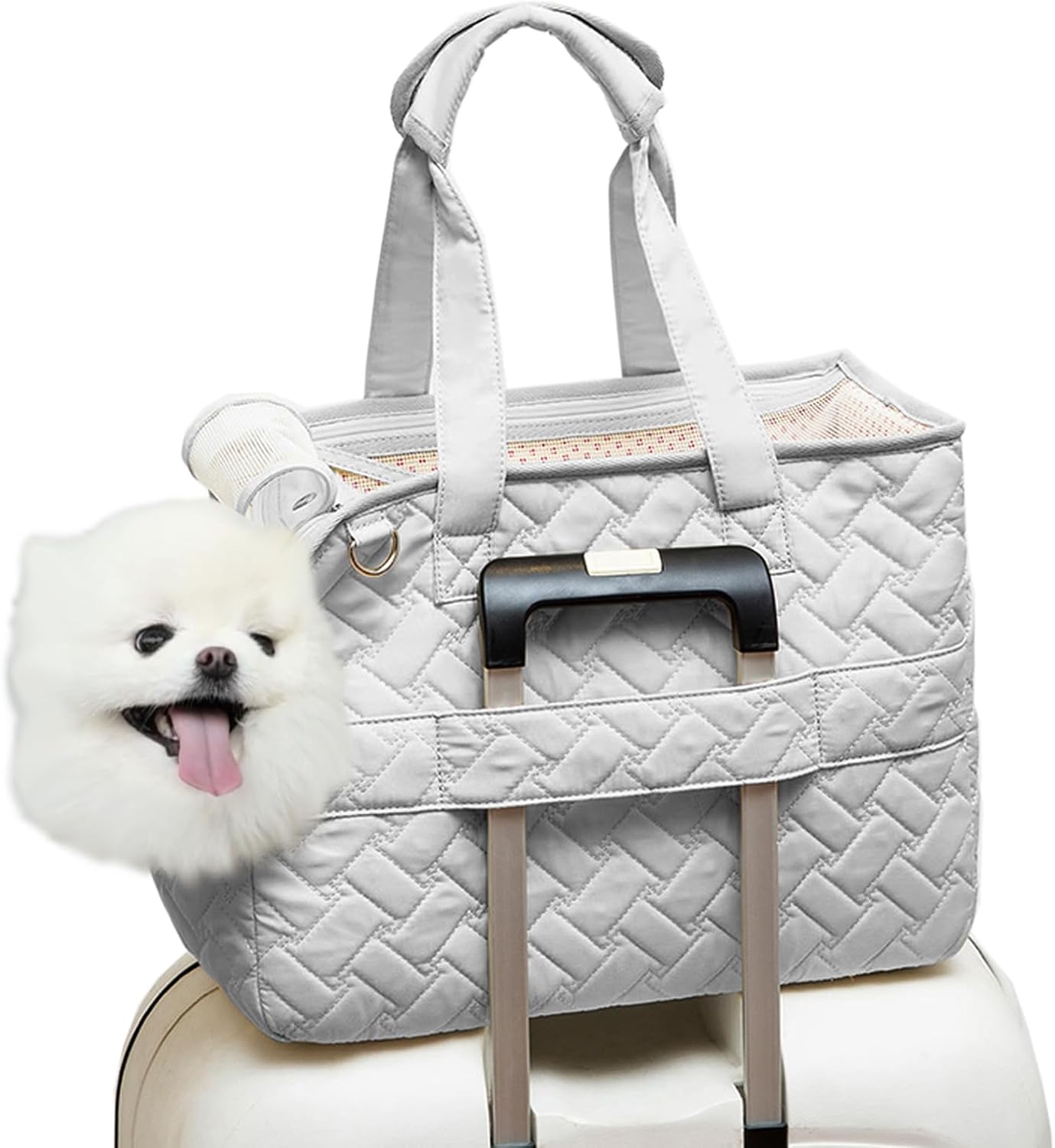 Breathable Mesh Pet Carrier Handbag With Pockets Travel Tote