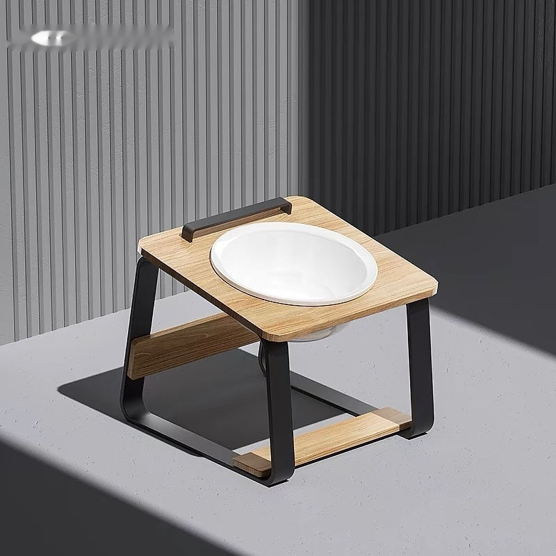 Ceramic Double Pet Feeding Bowl Raised Stand Holder