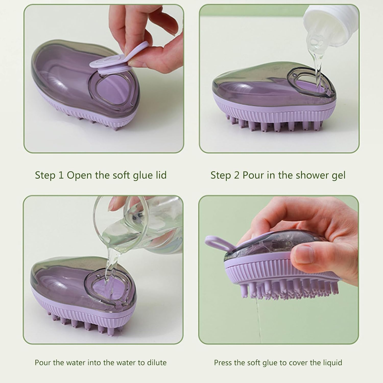 Silicone Pet Bath Brush Soap Dispenser Grooming Tool