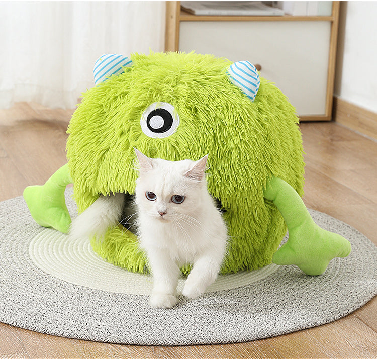 Fluffy Round Calming Plush Pet Bed Machine Washable