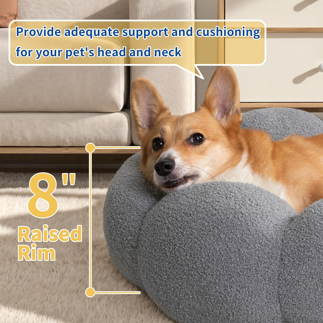 Fluffy Round Calming Plush Pet Bed Non Slip Cuddler
