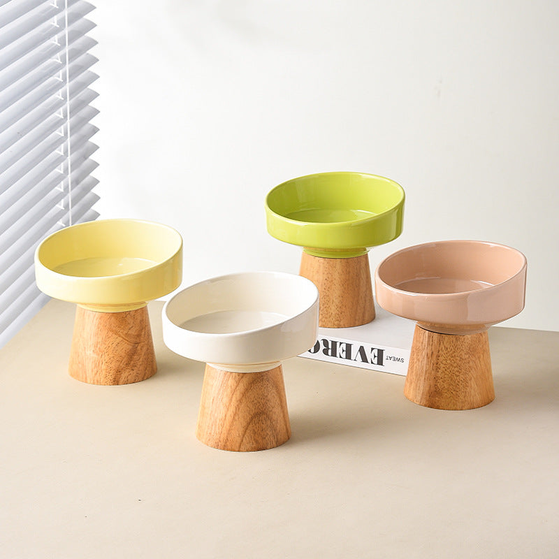 Elevated Pet Ceramic Food And Water Feeding Bowl