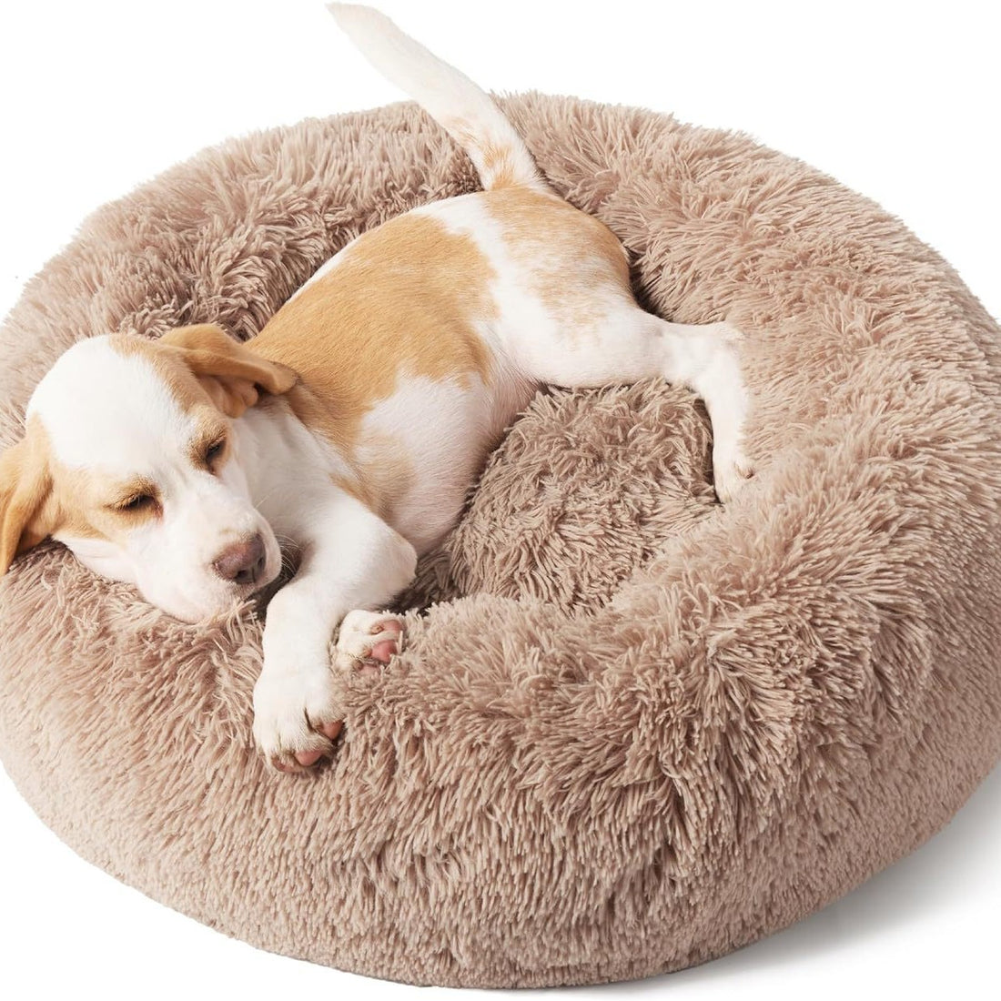 Solid Color Non Slip Round Plush Pet Bed