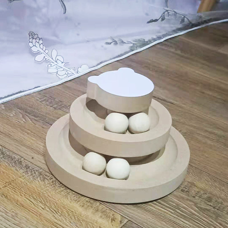 Solid Wood Pet Turntable Bite Resistant Interactive Toy