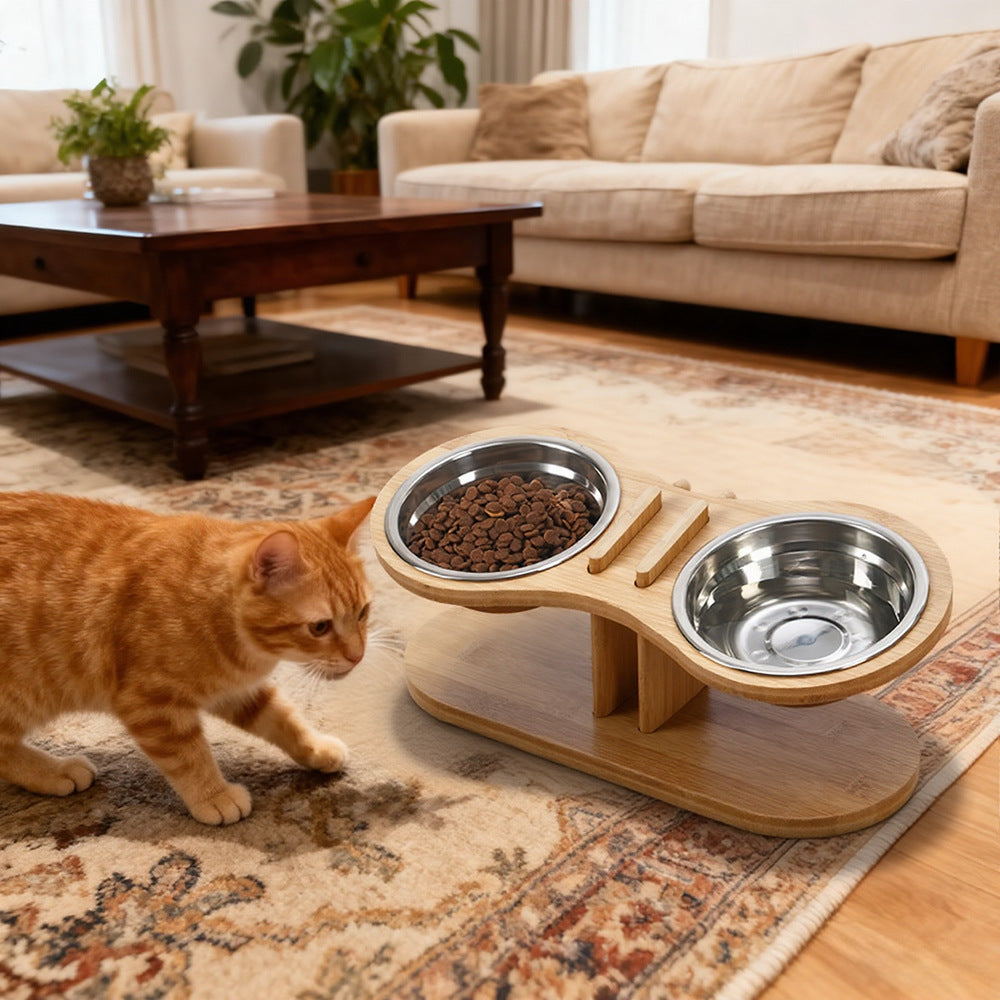 Adjustable Tilted Pet Feeding Bowl Stand Holder