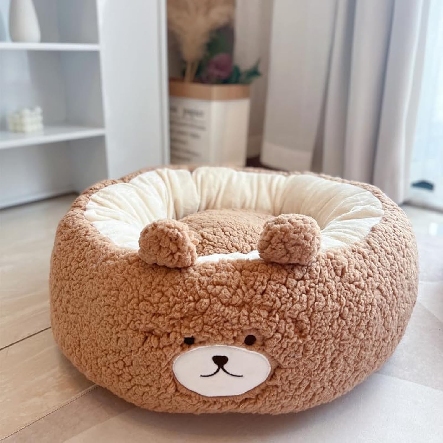 Cartoon Plush Round Pet Nest Cushion All Season Bed